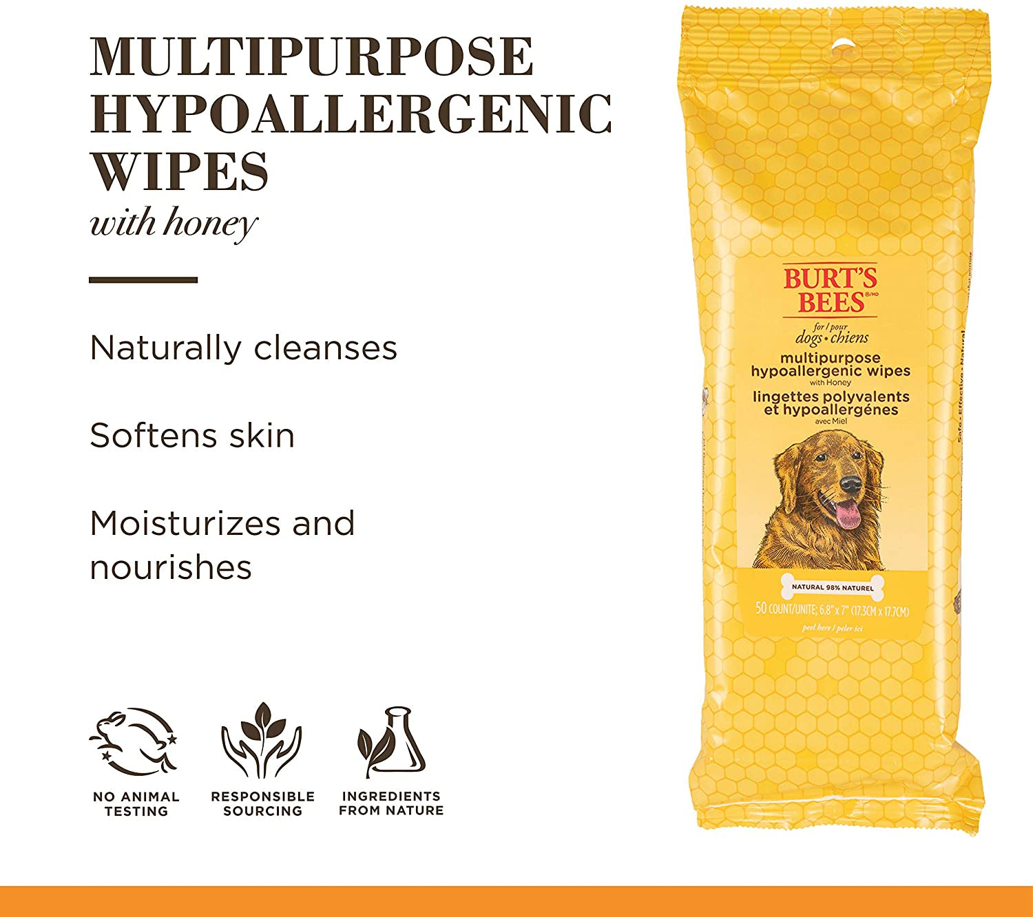 Natural Multipurpose Dog Grooming Wipes | Puppy & Dog Wipes for All Purpose Cleaning | Cruelty Free, Sulfate & Paraben Free, Ph Balanced for Dogs, 150 Count